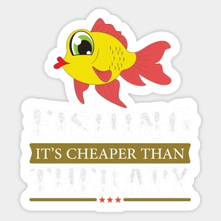 Bass Fishermen Fishing It's Cheaper Than Therapy Sticker